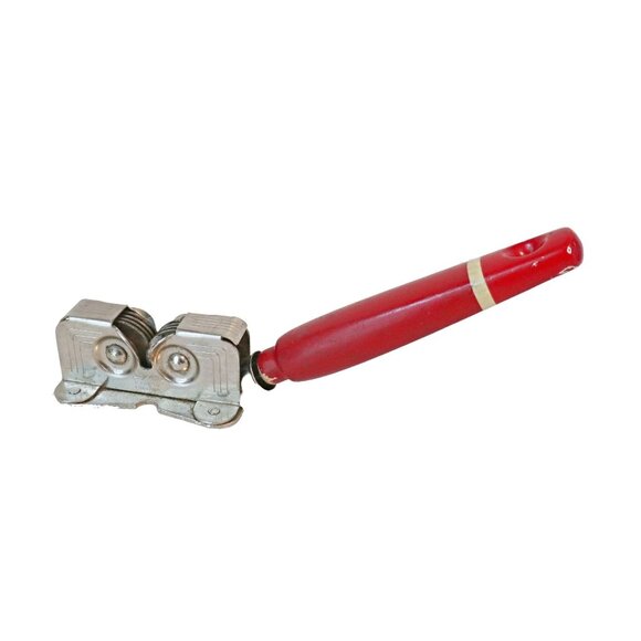 Vintage A & J EKCO Red Wood Handle Manual Pull Thru Knife Sharpener 1940's - Picture 1 of 6